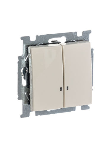 Выключатель двухклавишный ABB Basic55 10A 250V с подсветкой слоновая кость 2CKA001012A2157