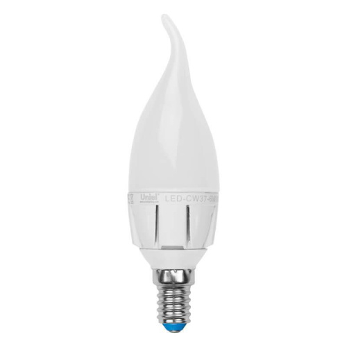 Лампа светодиодная (08137) Uniel E14 6W 3000K матовая LED-CW37-6W/WW/E14/FR ALM01WH