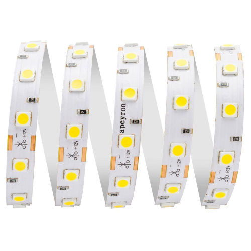 Светодиодная влагозащищенная лента Apeyron 14,4W/m 60LED/m 5050SMD теплый белый 5M 00-74 Светодиодная влагозащищенная лента Apeyron 14,4W/m 60LED/m 5050SMD теплый белый 5M 00-74