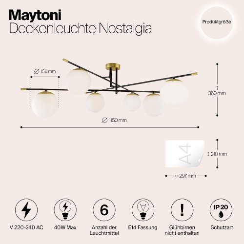 Потолочная люстра Maytoni Nostalgia MOD048CL-06G