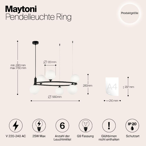 Подвесной светильник Maytoni MOD013PL-06B
