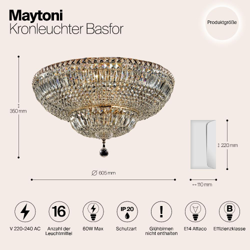 Потолочная люстра Maytoni Basfor DIA100-CL-16-G