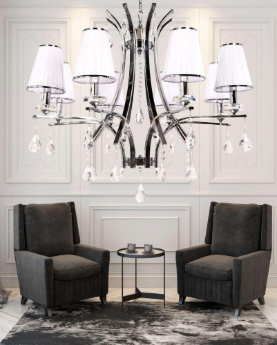 Подвесная люстра Lumina Deco Glamour LDP 66247-8 WT+CHR Подвесная люстра Lumina Deco Glamour LDP 66247-8 WT+CHR