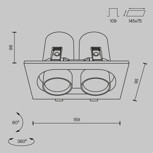 Встраиваемый светильник Technical DL045-02-10W3K-B Встраиваемый светильник Technical DL045-02-10W3K-B