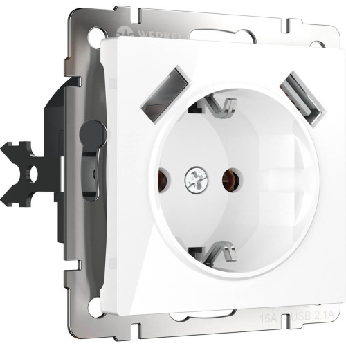 Розетка Werkel с заземлением, USBx2 белая WL01-SKGS-USBx2-IP20 4690389073199