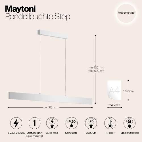 Подвесной светодиодный светильник Maytoni Step P010PL-L30W