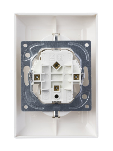 Розетка двойная ABB Basic55 Schuko с/з 16A 250V со шторками безвинтовой зажим альпийский белый 2CKA002021A0378