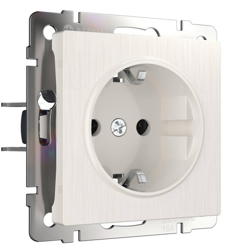 Розетка Werkel с заземлением и шторками перламутровый рифленый WL13-SKGS-01-IP44 4690389124341