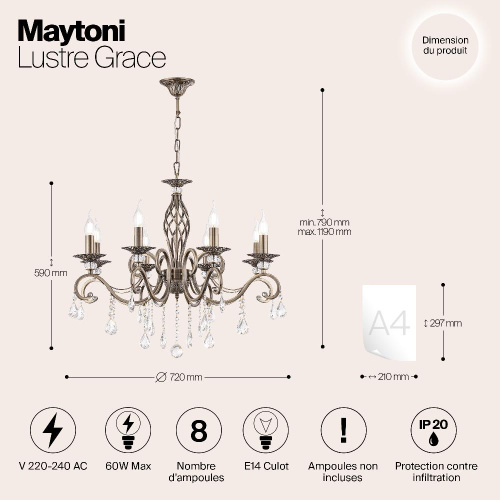 Подвесная люстра Maytoni Grace RC247-PL-08-R