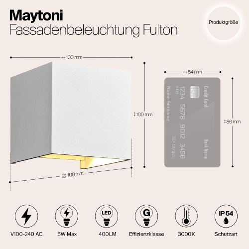 Уличный настенный светодиодный светильник Maytoni Fulton O572WL-L6W