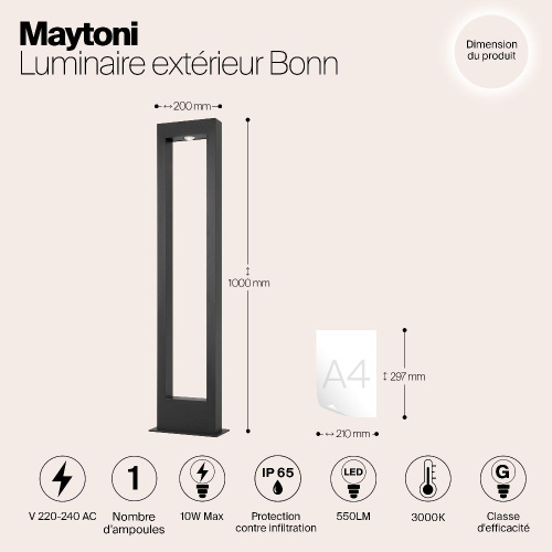 Уличный светодиодный светильник Maytoni Bonn O425FL-L10GF