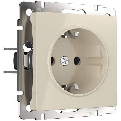 Розетка Werkel с заземлением и шторками слоновая кость WL03-SKGS-01-IP44-ivory 4690389047176