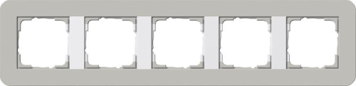 Рамка 5-постовая Gira E3 серый/белый глянцевый 0215412