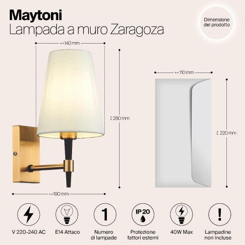 Бра Maytoni Zaragoza H001WL-01BS Бра Maytoni Zaragoza H001WL-01BS