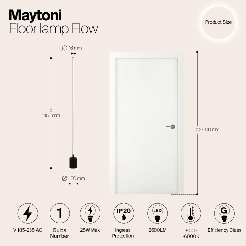 Напольный светильник (торшер) Maytoni MOD147FL-L20BK1