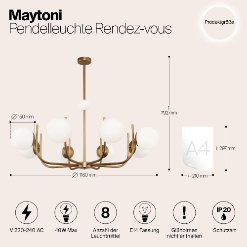 Подвесная люстра Maytoni Rendez-Vous MOD109PL-08BS