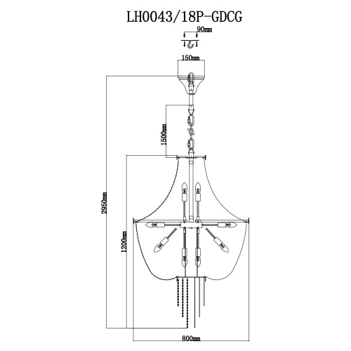 Подвесная люстра Lumien Hall Лиссоне LH0043/18P-GDCG Подвесная люстра Lumien Hall Лиссоне LH0043/18P-GDCG