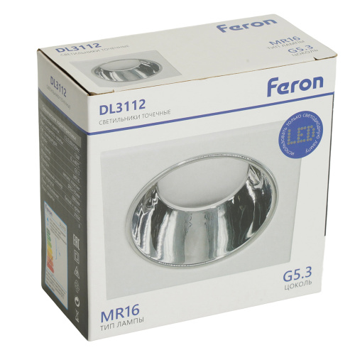 Светильник встраиваемый Feron DL3112 потолочный MR16 G5.3 белый + хром 51406