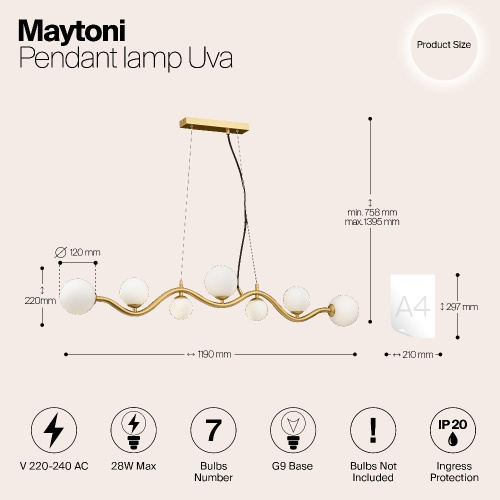 Подвесной светильник Maytoni Uva MOD059PL-07G Подвесной светильник Maytoni Uva MOD059PL-07G