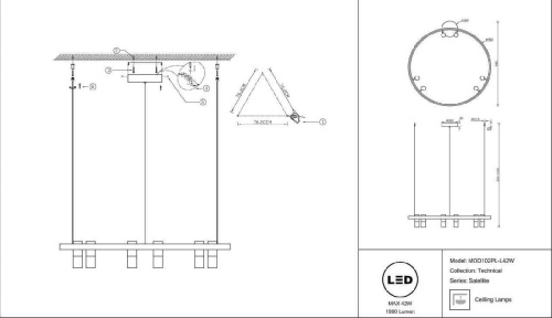 Подвесная светодиодная люстра Maytoni Satellite MOD102PL-L42W