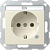 Розетка Gira System 55 Schuko с/з с подсветкой 16A 250V безвинтовой зажим кремовый  глянцевый 045201
