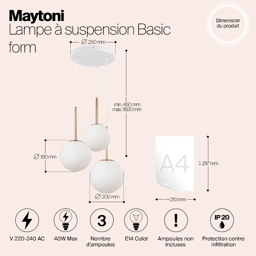Подвесная люстра Maytoni Basic form MOD321PL-03G