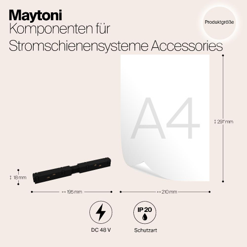 Прямой коннектор питания для магнитного шинопровода Maytoni Magnetic track system TRA004PC-22B Прямой коннектор питания для магнитного шинопровода Maytoni Magnetic track system TRA004PC-22B
