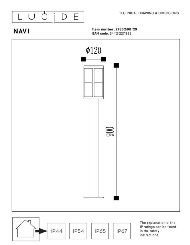 Уличный светильник Lucide Navi 27802/90/29