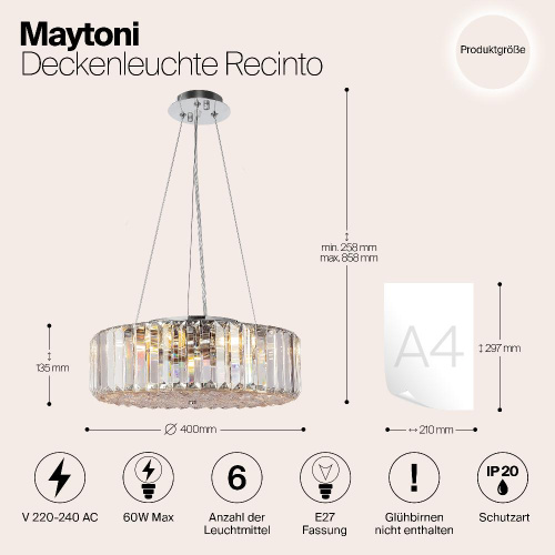 Подвесная люстра Maytoni Recinto MOD080CL-06CH Подвесная люстра Maytoni Recinto MOD080CL-06CH