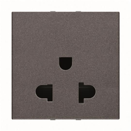 Розетка EU/US ABB Zenit с/з 13A 127V со шторками винтовой зажим антрацит 2CLA223800N1801