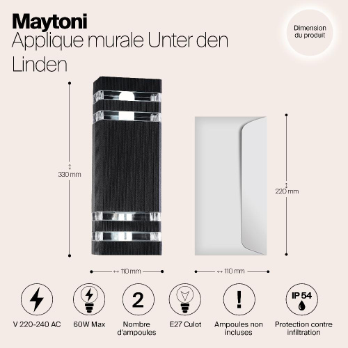 Уличный настенный светильник Maytoni Unter den Linden O578WL-02B