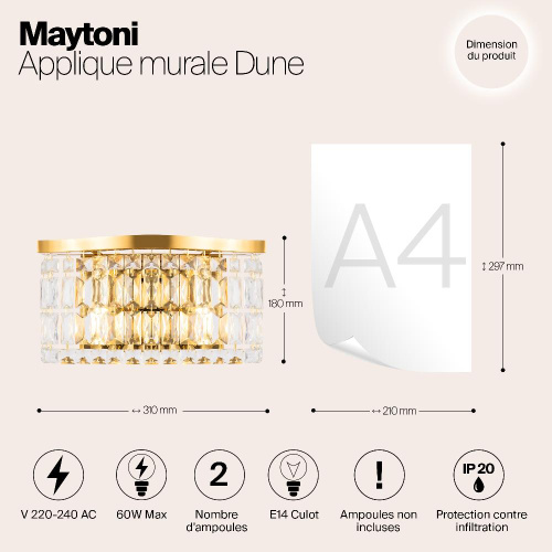 Настенный светильник Maytoni Dune DIA005WL-02G
