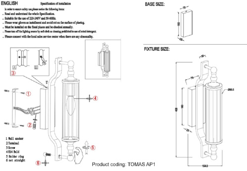 Бра Crystal Lux Tomas AP1 Brass Бра Crystal Lux Tomas AP1 Brass
