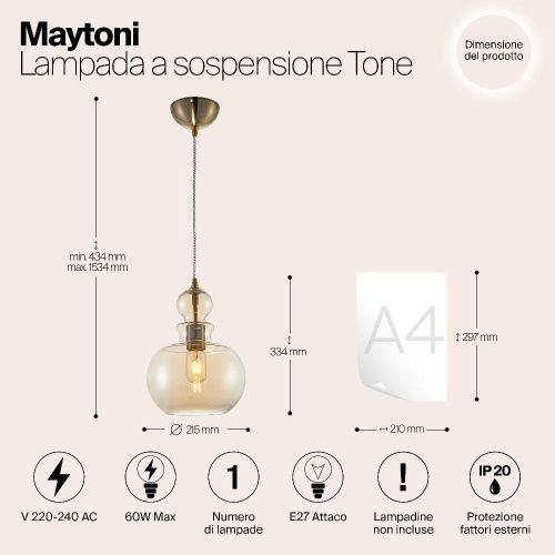 Подвесной светильник Maytoni Tone P003PL-01BZ