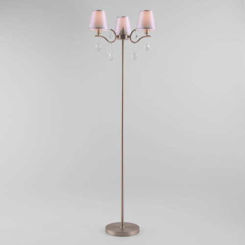 Торшер Eurosvet 01059/3 сатин-никель/прозрачный хрусталь Strotskis