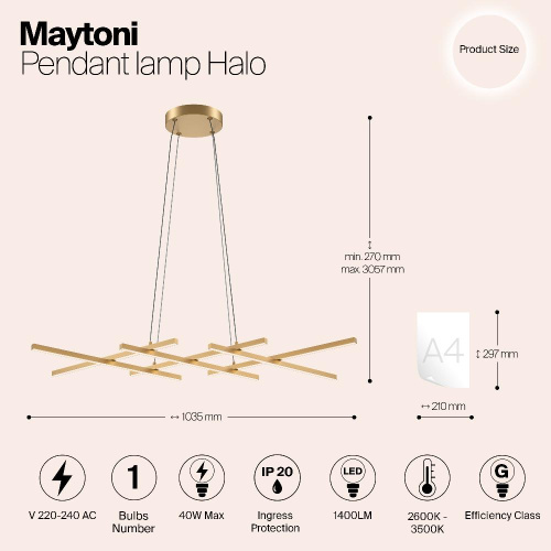 Подвесной светильник Maytoni MOD244PL-L50BSK