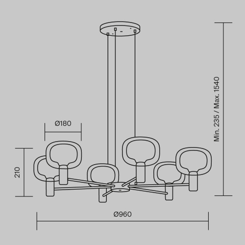 Подвесная люстра Maytoni Vision MOD411PL-06G Подвесная люстра Maytoni Vision MOD411PL-06G