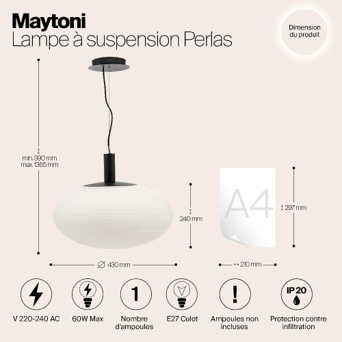 Подвесной светильник Maytoni Perlas P062PL-01W