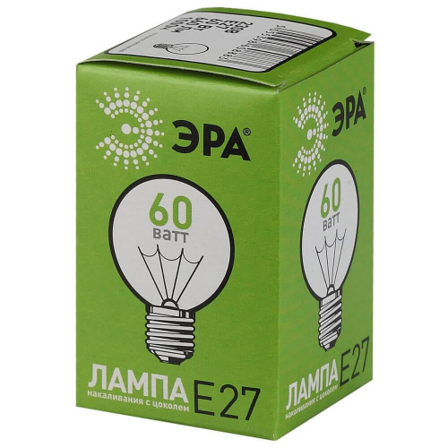 Лампа накаливания ЭРА E27 60W 2700K прозрачная ЛОН ДШ60-230-E27-CL