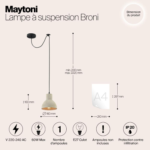 Подвесной светильник Maytoni Broni T434-PL-01-GR Подвесной светильник Maytoni Broni T434-PL-01-GR