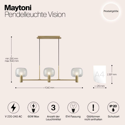 Подвесная люстра Maytoni Vision MOD411PL-03G