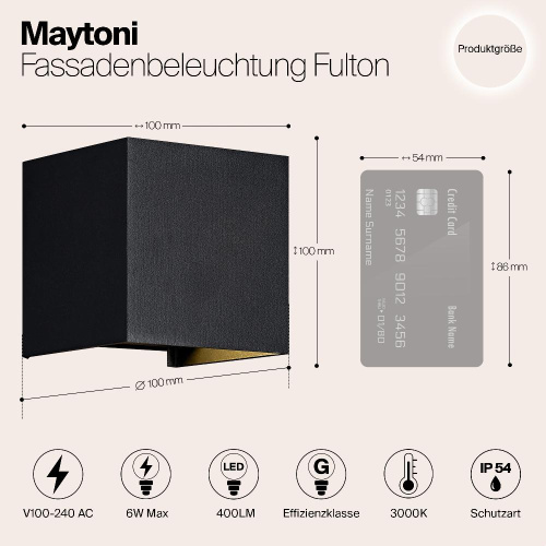 Уличный настенный светодиодный светильник Maytoni Fulton O572WL-L6B