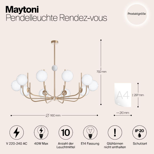 Подвесная люстра Maytoni Rendez-Vous MOD109PL-10BS