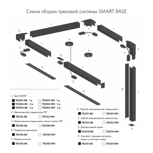 Прямой соединитель для шинопровода Denkirs TR2101-BK