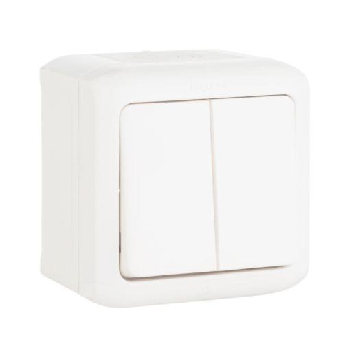 Выключатель двухклавишный Legrand Quteo 10A 250V белый 782302