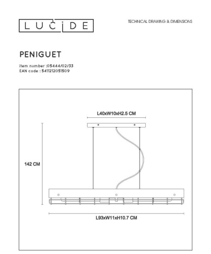 Подвесной светильник Lucide Peniguet 05444/02/33