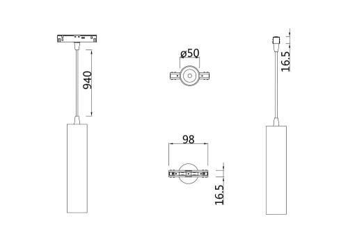 Трековый светодиодный светильник для магнитного шинопровода Maytoni Technical Track lamps TR016-2-12W3K-W