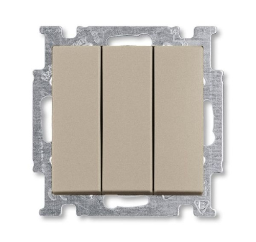 Выключатель трехклавишный ABB Basic55 16A 250V шампань 2CKA001012A2163 Выключатель трехклавишный ABB Basic55 16A 250V шампань 2CKA001012A2163