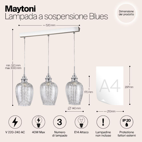Подвесной светильник Maytoni Blues MOD044-PL-03-N