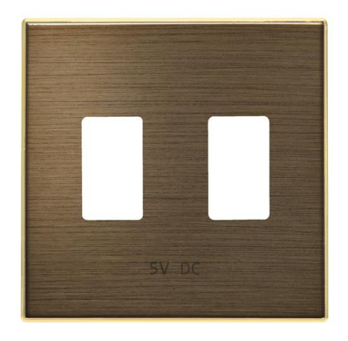 Накладка для механизма 2хUSB зарядного устройства, серия SKY, цвет античная латунь Накладка для механизма 2хUSB зарядного устройства, серия SKY, цвет античная латунь